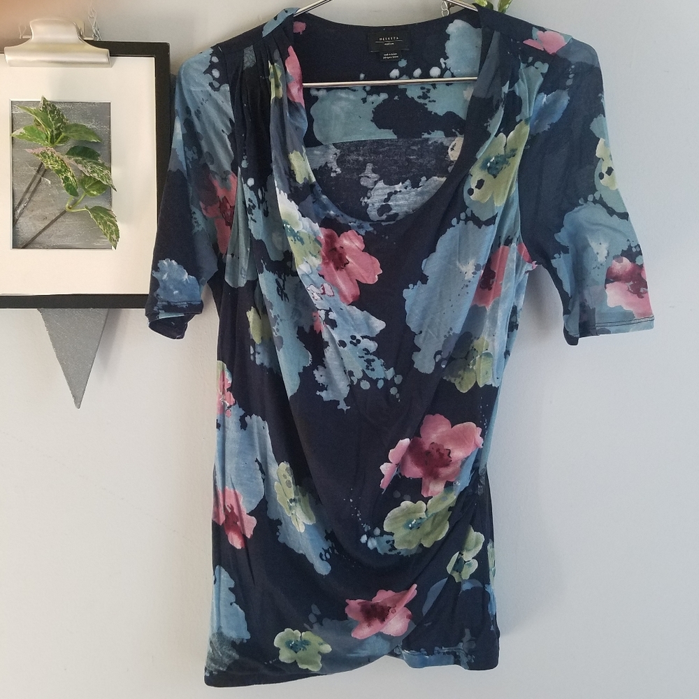 Anthropologie Deletta Night Petals Draped Top M - Picture 2 of 5